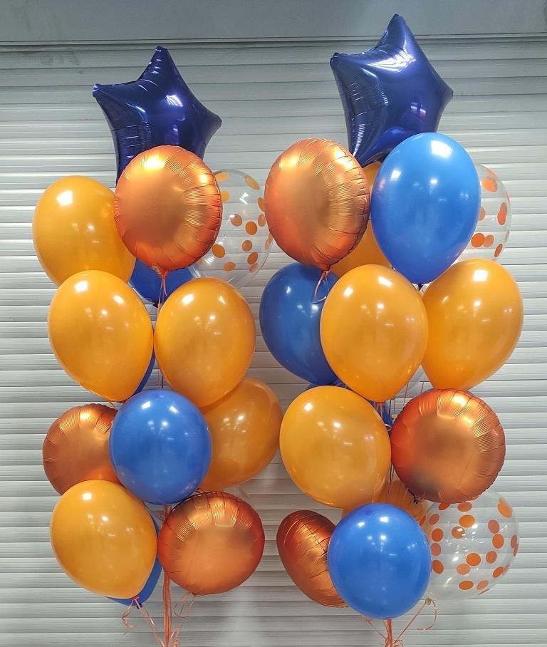 Оранжевые воздушные шары. Сине оранжевые шары. Шарики на потолке. Оранжевые шары. Шары под потолок для мальчика.